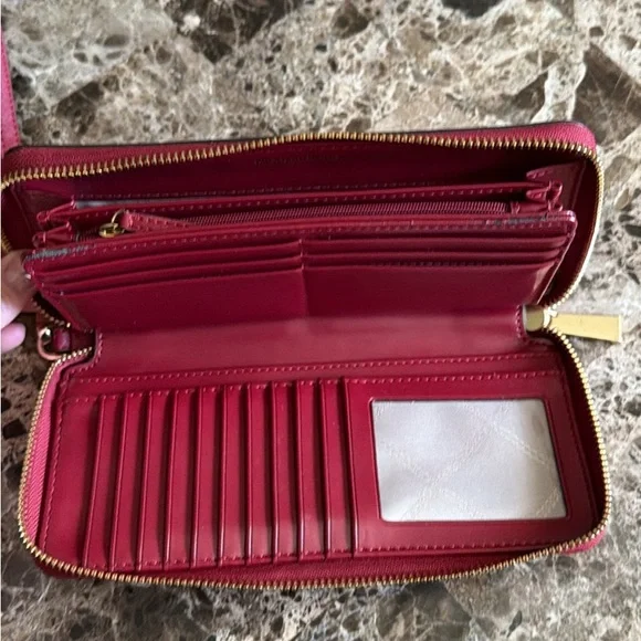 Michael Kors Red Zip-Around Wristlet Clutch with Gold Hardware - Picture 4 of 5